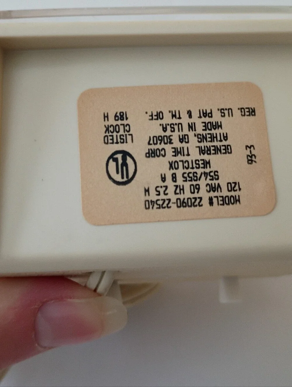Westclox Dialite Cream Alarm Clock